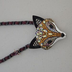 Betsy Johnson Foxhead Necklace Signed Approximately 20”
